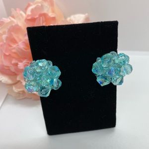 Vintage GERMANY Blue Bead Clip On Earrings